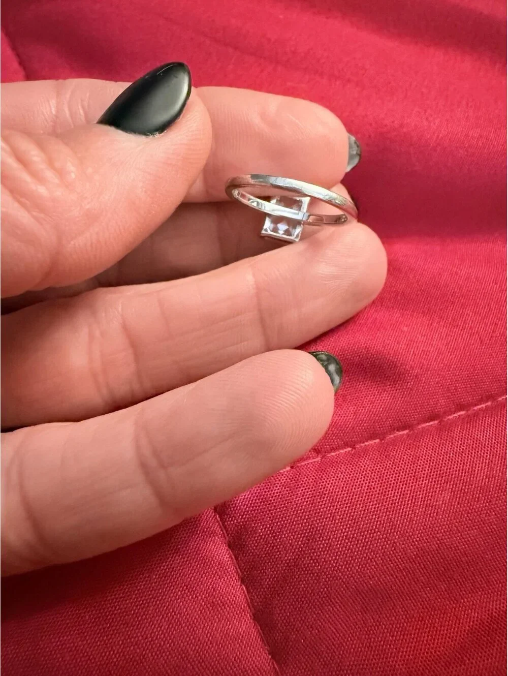 Emerald Cut Clear CZ Solitaire Ring